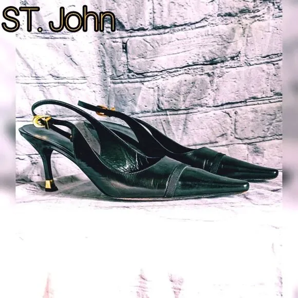 St. John Black Slingback Heels - Picture 1 of 12